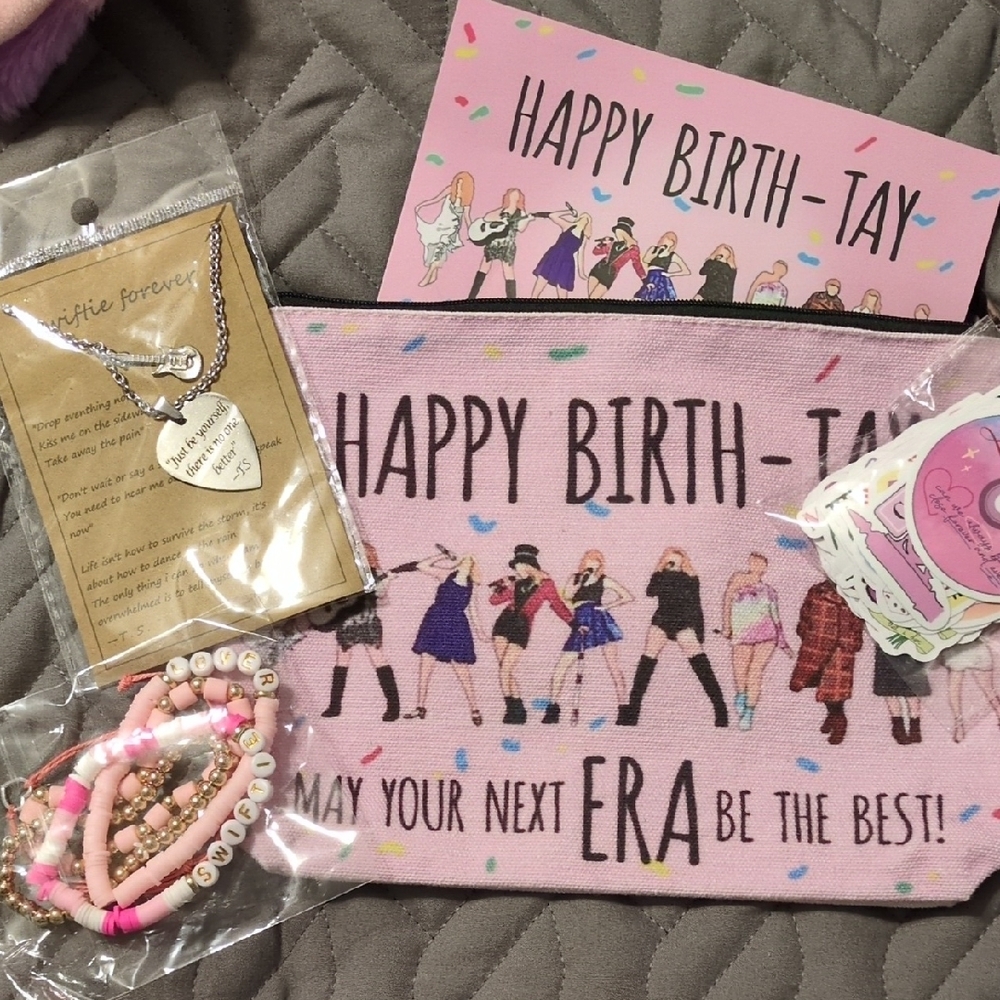 Pink 'Happy Birth-Tay' Pouch with Accessories